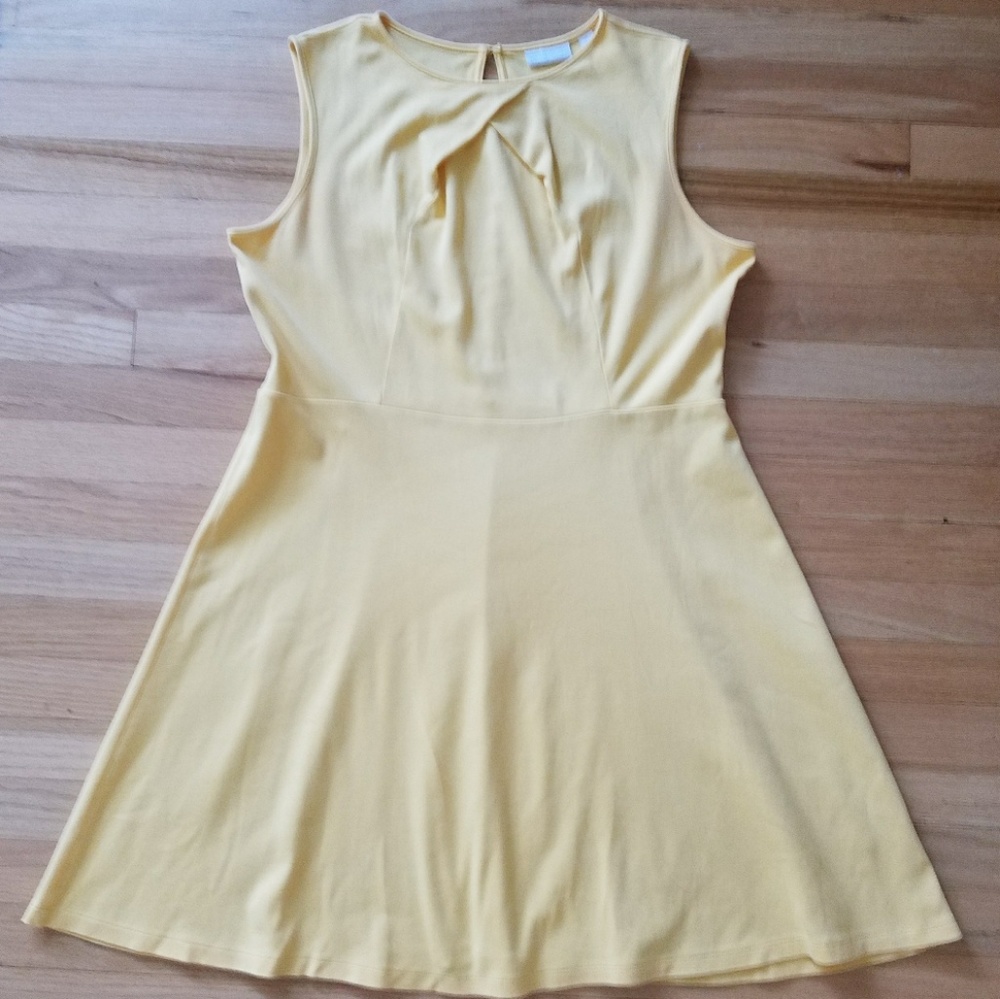 NY & Company Yellow Fit and Flare Dress- XL